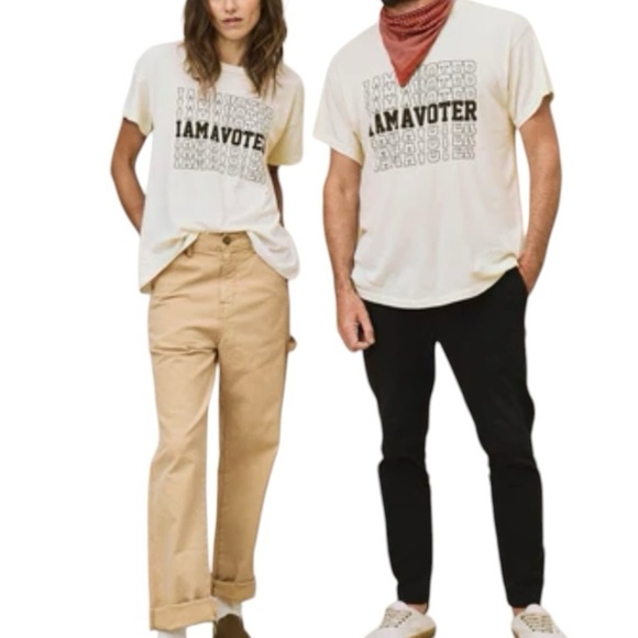 NWT The Great Man I Am A Voter Boxy Crew T-Shirt Off White Sz 2 M - Picture 1 of 13